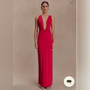 Meshki Stella Draped Slinky Maxi Dress - Fuchsia Pink